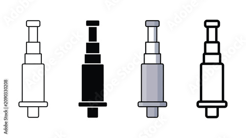 Konstfotografi Four distinct monocular spyglass vector icons set for exploration