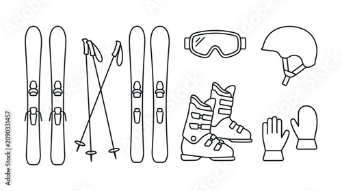 Fotografie Hand Drawn Vector Tool Set Collection with Hammer Wrench Screwdriver Pliers Scis
