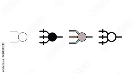 Tableau sur toile Set of abstract graphic symbols representing a node with multiple inputs and one
