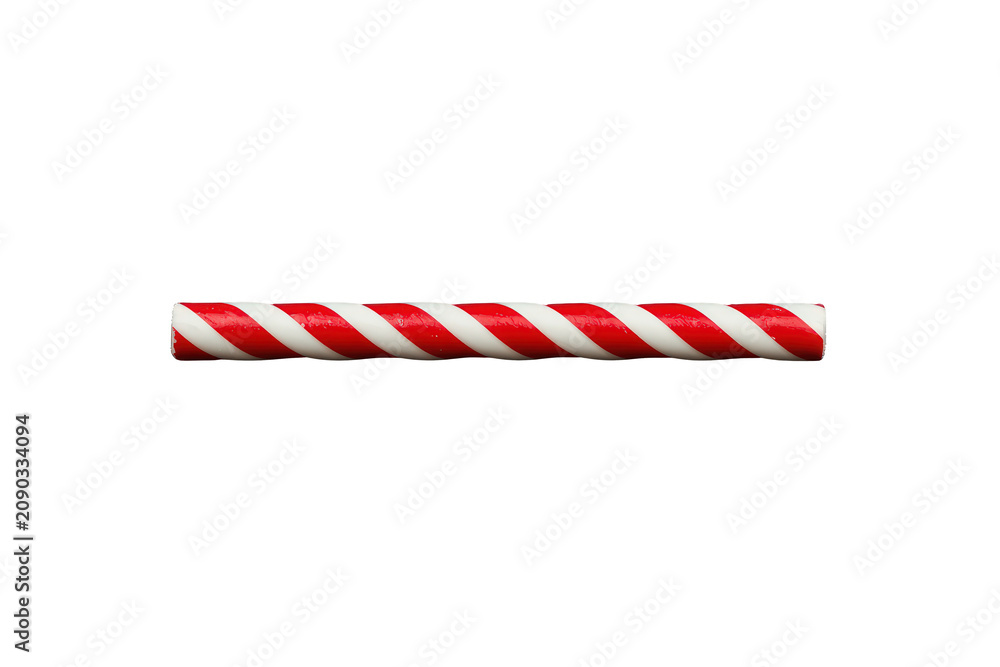 Obraz premium Red and white striped paper drinking straw, an ecological choice for enjoying cocktails and cold beverages