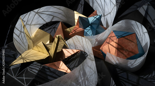 Colorful Origami Paper Art Design.