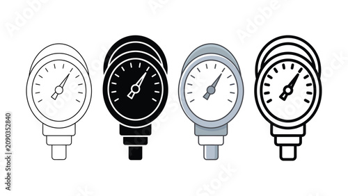 Принти на полотні Collection of industrial pressure gauge measurement instrument icons