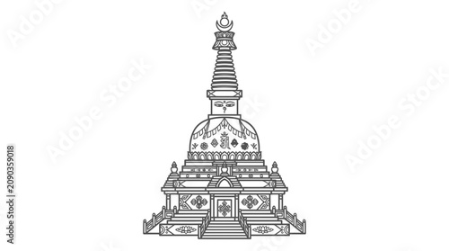 Konstfotografi Traditional Buddhist Stupa Illustration Featuring Intricate Religious Design
