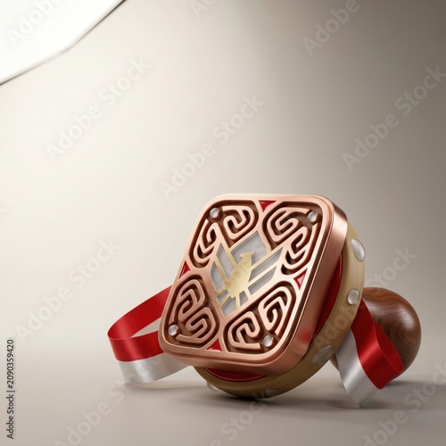 Ceremonial instrument with intricate Indonesian motifs for celebrations