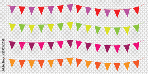 Konstfotografi et of isolated multicolored flag garlands ideal for festive occasions and celebr