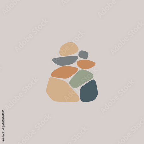 A minimalist illustration of a balanced stack of smooth stones