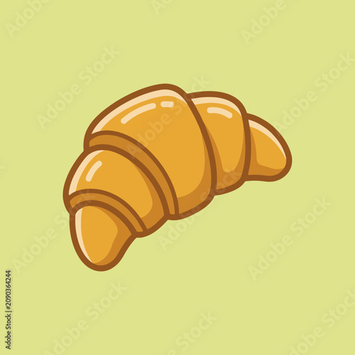 A cute cartoon illustration of a golden brown croissant