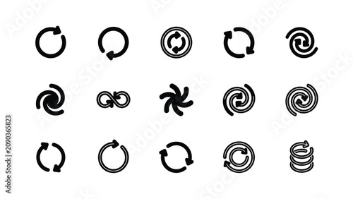 Fotografie Modern minimalist abstract loop and swirl icon collection with directional arrow