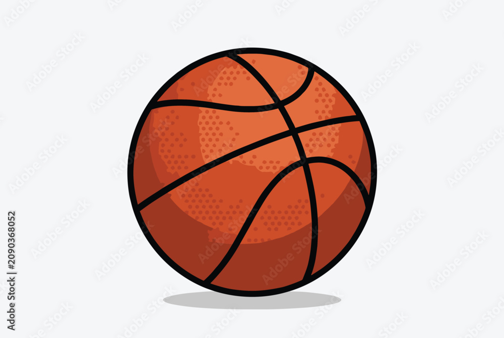 Fototapeta premium Classic orange basketball with black lines and textured surface detail isolated on a light gray background for sports and recreation designs.
