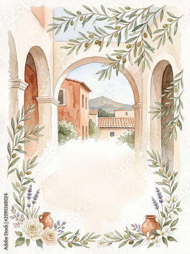 Luxury Terracotta Mediterranean Garden Invitation Background
