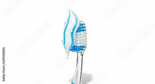Toothbrush and Toothpaste Isolated on White Background for Dental Care Product Photography