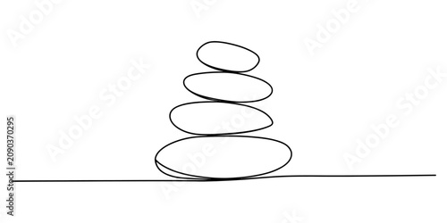 Canvas Print Continuous single line drawing of a balanced stack of zen stones