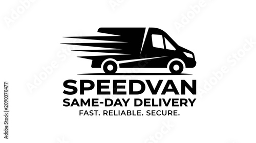 Фотография A van provides same-day delivery service quickly and securely on the road