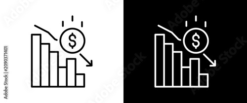 Quadro su tela Reduction white and black icon set design