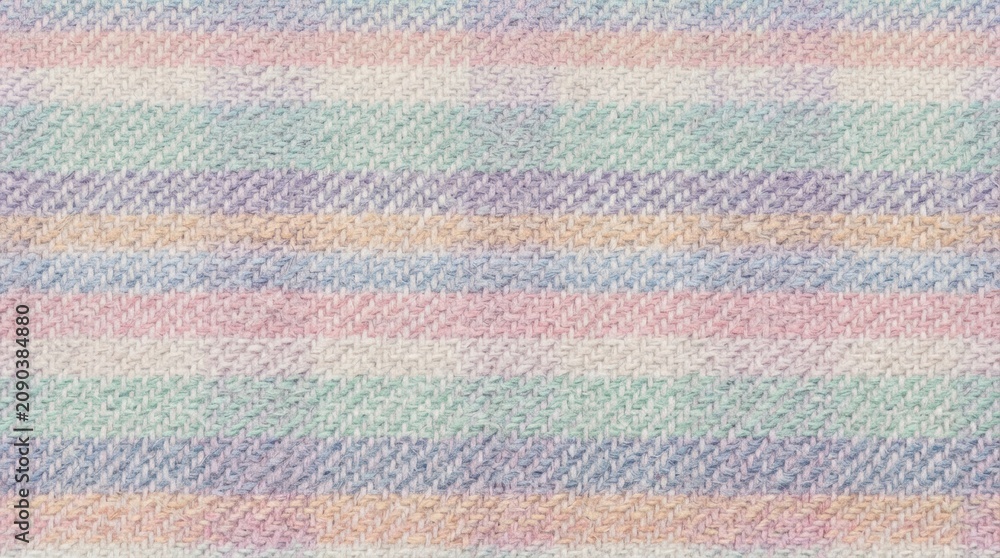 Fototapeta premium Pastel Woven Fabric Texture with Horizontal Stripes Soft Multicolored Textile Background for Spring Fashion and Baby Nursery Design