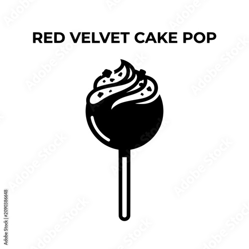 Red Velvet Cake Pop on Stick Sweet Dessert.