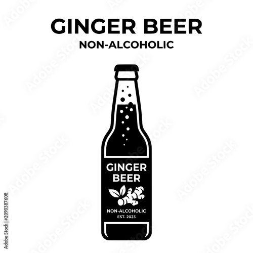 Ginger Beer Bottle Illustration NonAlcoholic Beverage Design.