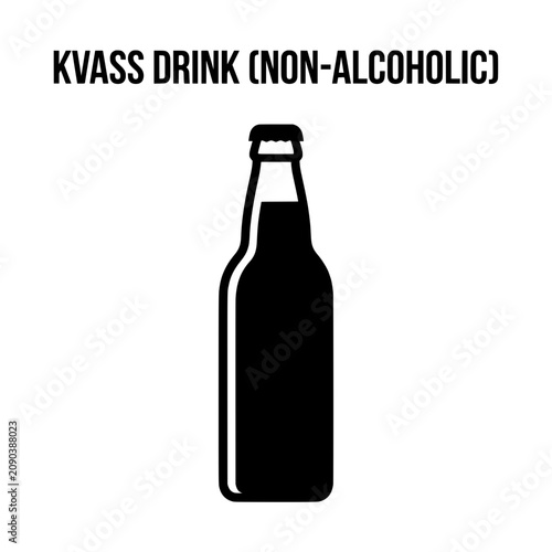 NonAlcoholic Kvass Drink Bottle Illustration.