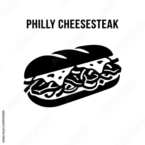 Philly Cheesesteak Sandwich with Cheese and Meat.