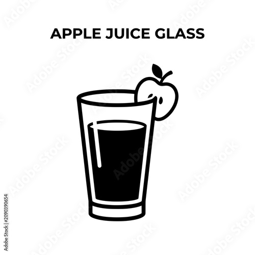 Apple Juice Glass with Fruit Garnish for Refreshing Beverage.