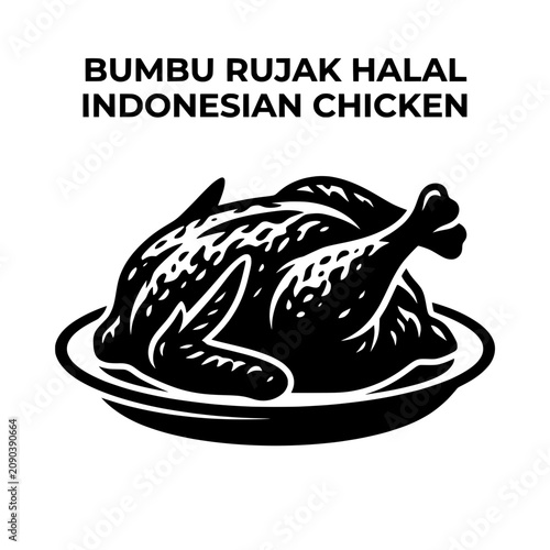 Indonesian Chicken Bumbu Rujak Halal Traditional Dish.