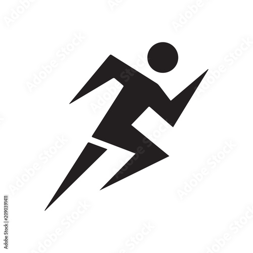 Minimalist Black Silhouette Icon of a Person Running Fast Forward