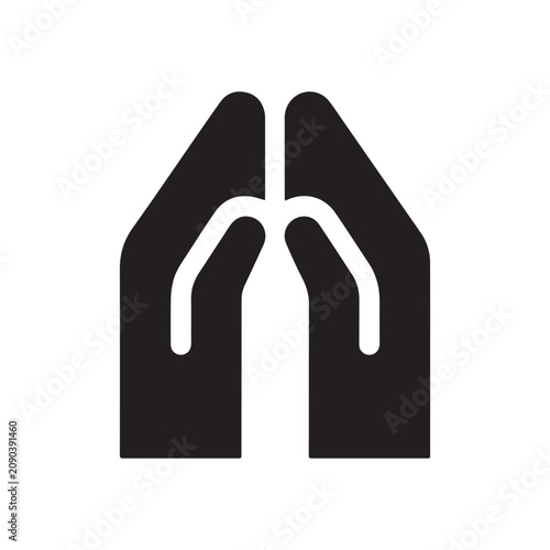 Minimalist Black Icon Showing Two Human Hands Pressed In Prayer Pose