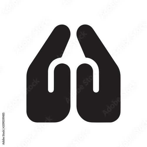 black silhouette icon representing two hands held together in prayer