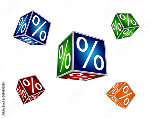 Cubes with percent symbol - 3D illustration