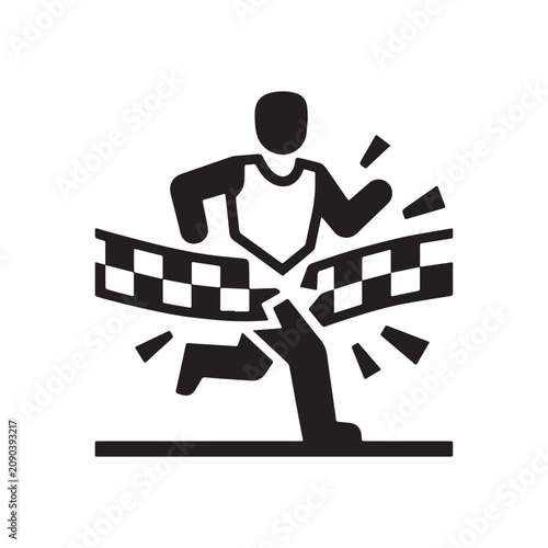 Runner crossing the finish line for a successful race competition