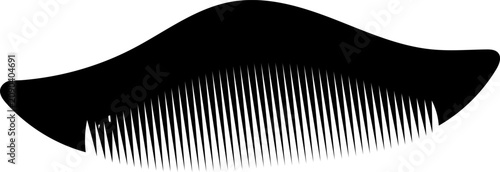 Schilderij op canvas Black comb isolated on white background hair grooming tool minimalist design