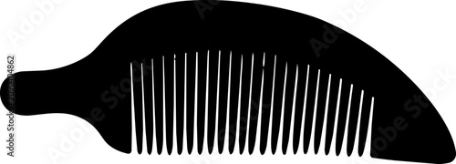 Schilderij op canvas Black hair comb silhouette isolated on white background grooming tool illustrati