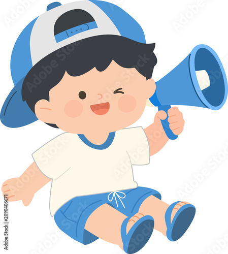 Boy Holding a Megaphone