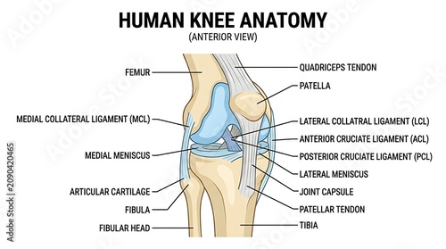 Photos Human knee anatomy diagram showing bones ligaments and joint structures