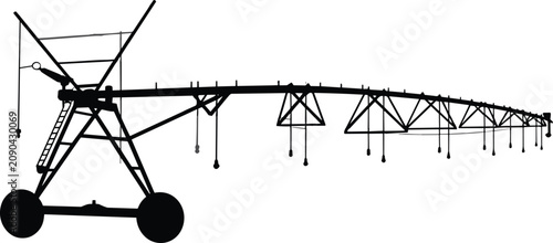 Bild auf Leinwand Center Pivot Irrigation System Silhouette on White Background vector farm