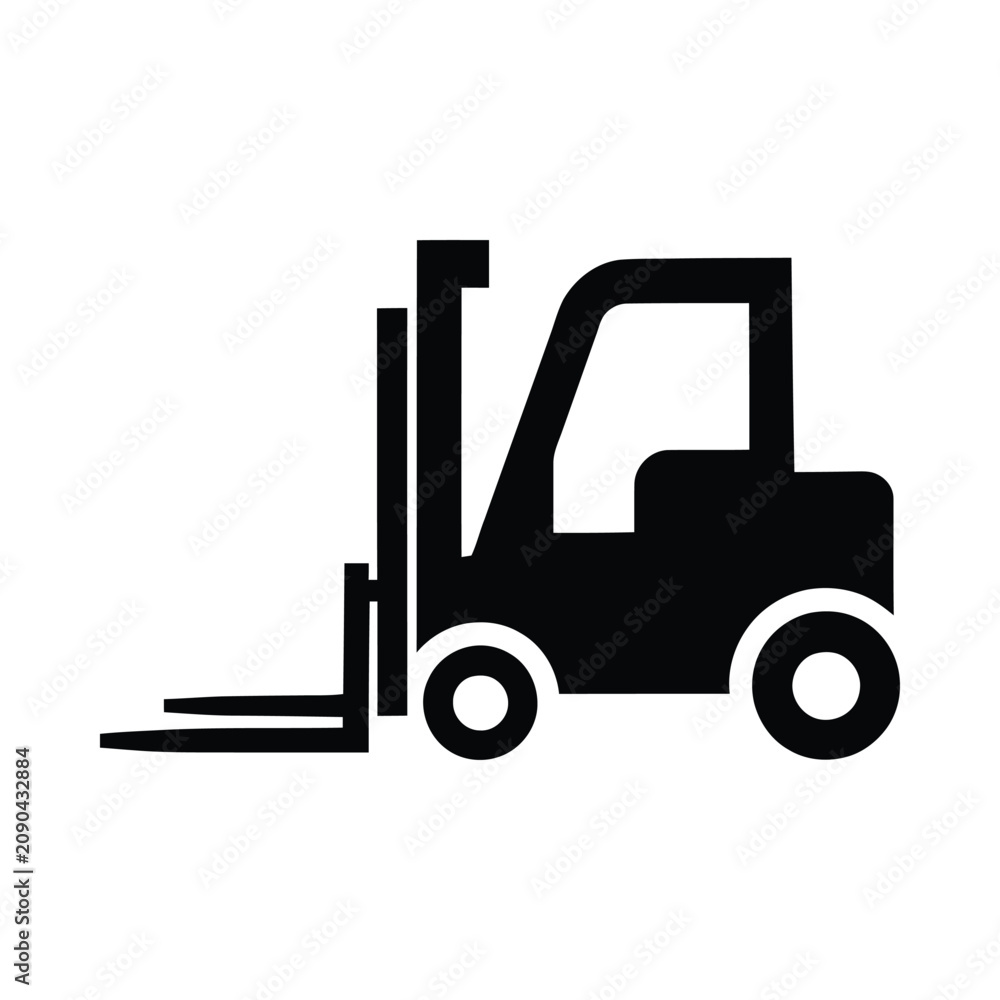 Naklejka premium Forklift Silhouette Icon On White Background Simple Industrial Illustration
