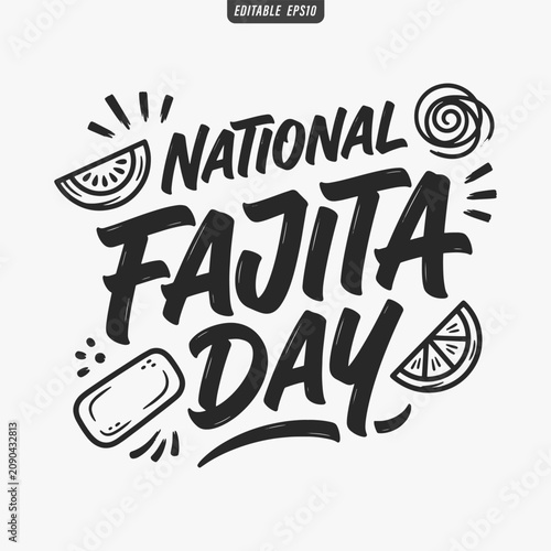 The flat design for a National Fajita Day poster focuses on simplicity, elegance, and ease of recognition. Vector Illustration