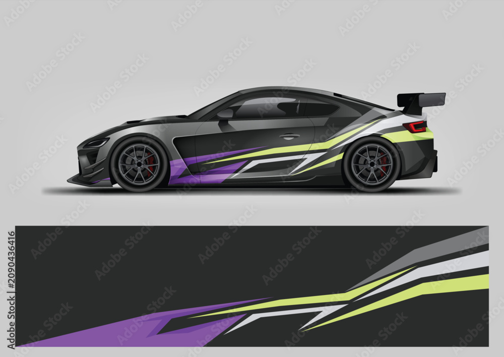 Fototapeta premium Purple Neon Accent Racing Wrap Design