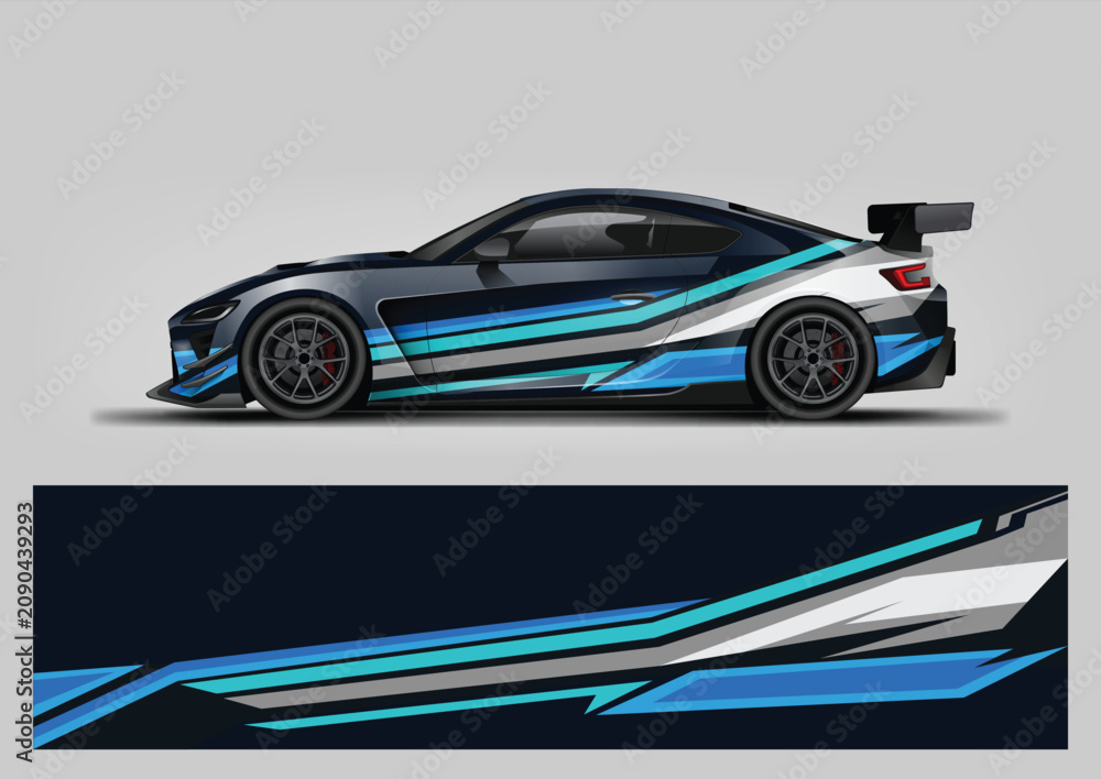 Fototapeta premium Abstract Blue Speed Stripe Car Wrap Vector Design