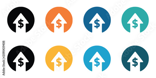 Cost increase vector flat graphic icons