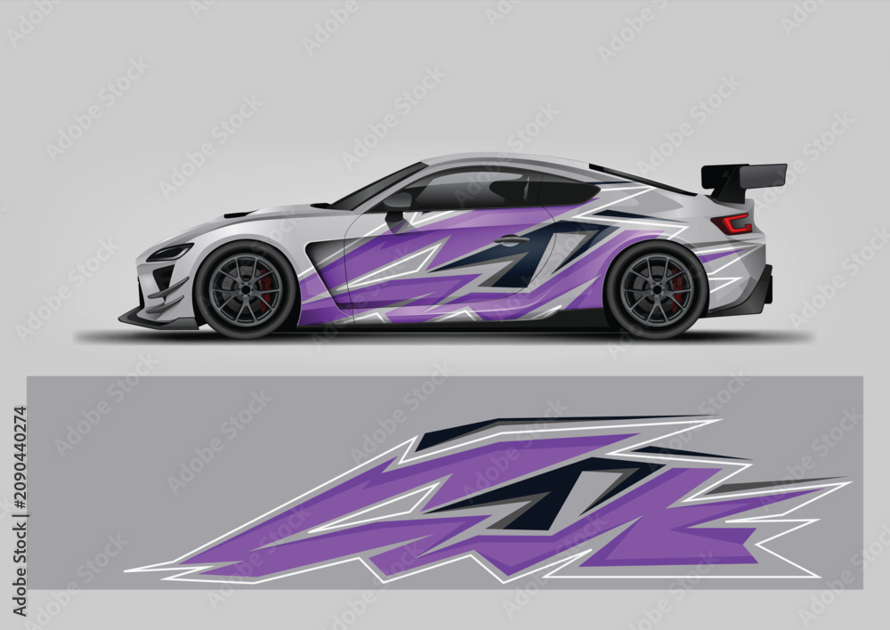 Fototapeta premium White Purple Motorsport Livery Vector Design
