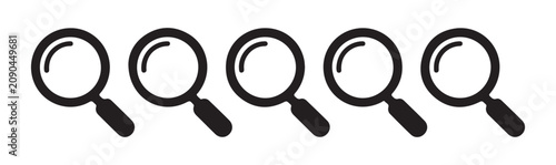 Konstfotografi Black magnifying glass icon set for search and zoom functions in minimalist flat vector design for web applications