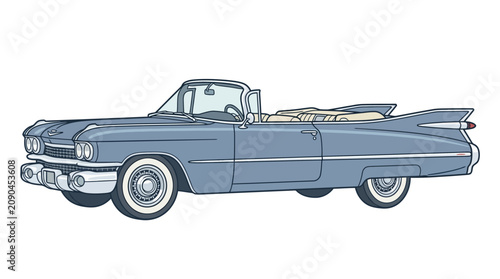Fotografi Vintage classic car illustration: a stylish retro convertible automobile