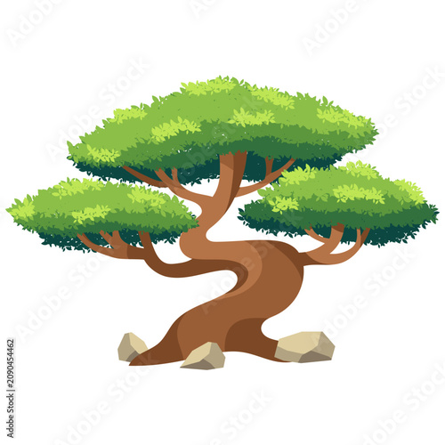 Canvas Print Stylized Bonsai Tree Illustration