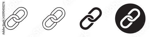 Chain links vector icon set. hyperlink symbol icon, link outline, solid and glyph icon designs.