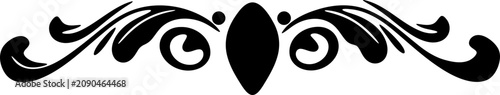 Elegant Black Flourish Ornament with Central Oval Shape