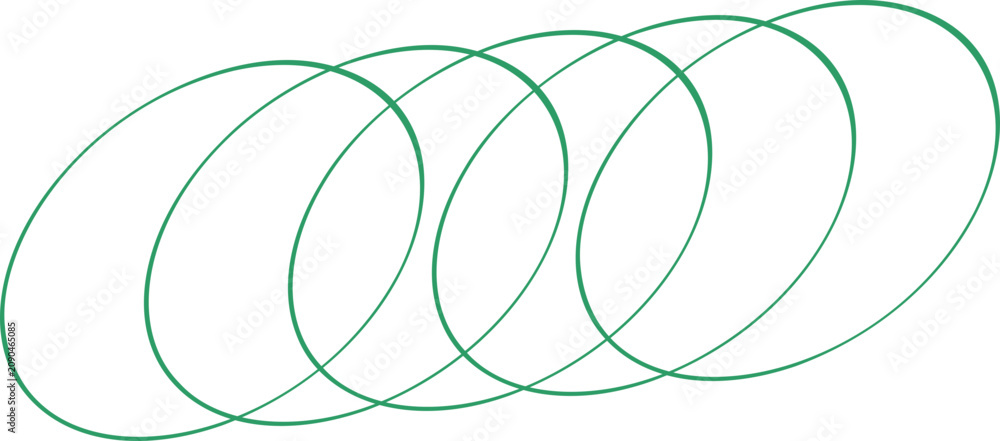 Naklejka premium Intertwined Green Ellipses Forming a Dynamic Abstract Pattern