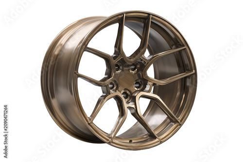 Bronze-tinted alloy wheel rim with a Y-spoke design isolated on transparent background, Clipart png