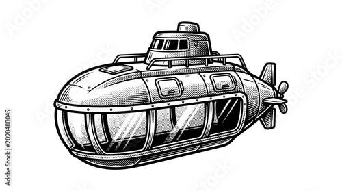 Obraz na płótnie Submarine vehicle underwater exploration machine.