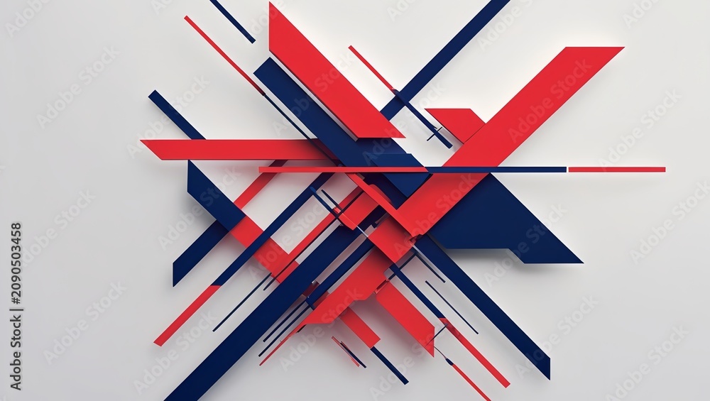Fototapeta premium Abstract Red and Blue Arrows Pattern with Clock, Pencil and Time Concept for Education, Business and Creative Vector Illustration Background